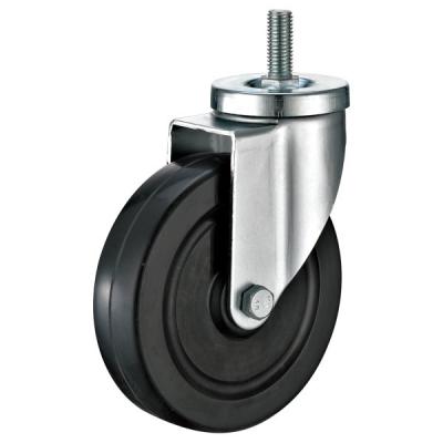 China Industrial Black Soft Rubber Casters / Hollow 10 Inch Swivel Caster Wheels for sale