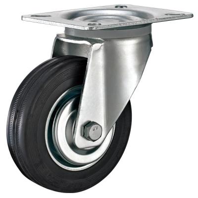 China Loading Capacity 100kg Medium Duty 125mm Soft Black Rubber Swivel Castor Industrial Multipurpose Trolley Caster Wheel for sale