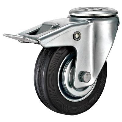 China Solid Rubber Swivel Castor With Brake Industrial Transport Device Caster Wheels Load Capacity 150 KG for sale