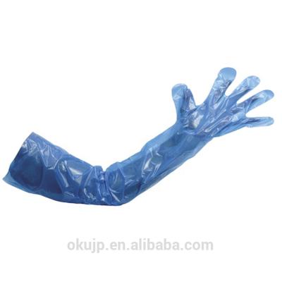 Κίνα Whosale Arm protection elastic cuff full length 5 fingers 92cm veterinary Long sleeve disposable Gloves for Cattle Livestock προς πώληση