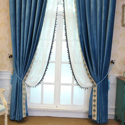 China Full Light Shading Solid Color Living Room European Type Bedroom Bespoke Velvet Modern Contracted Shading Curtains for sale