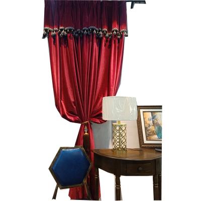 China Light Wine Red Luxury Classical European Style Full Velvet Light Shading French Curtain Fabric for sale