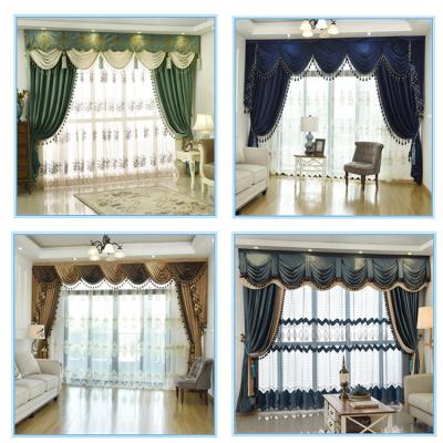 China Light Shading Fabrics Velvet Living Room Curtain Wholesale New European Style Full Embroidered Fabric for sale