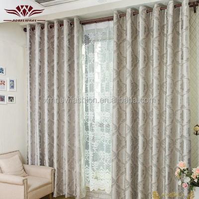 China Blackout solid color jacquard curtain fabric, office gray curtain, grommet for curtain for sale