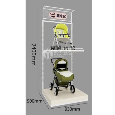 China Meicheng single-sided baby store displays custom baby store interior design milk powder diaper baby stroller display for sale