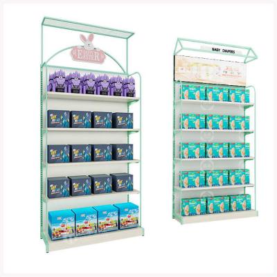 China Meicheng baby shop store interior design diaper display rack single-sided boutique display rack for sale