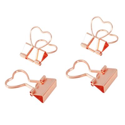 China Promotion Clip Factory Wholesale Wholesale Rose Gold Cheap File Binder Love Heart Shape Paper Clip For Office for sale