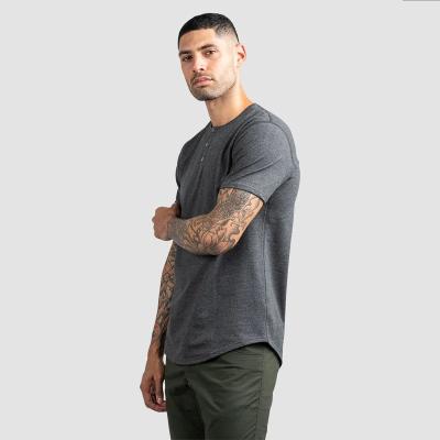 China Anti-pilling Wholesale athletic fit mens clothing t shirts drop-cut hemline men t shirt polyester cotton casual short sleeve t-shirt for men for sale