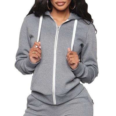 China Anti-pilling Custom Women's 100% Organic Cotton High Quality Zip Up Long Sleeve Drop Shoulder Oversized Blank Hoodie for Women for sale