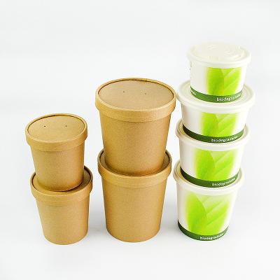 China Recyclable Custom Printed PLA Disposable Hot Soup Cup Take Away Soup Cup With Paper Lid for sale