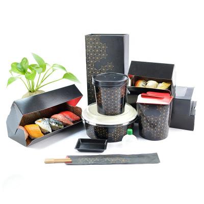 China Outlet Disposable Black Sushi Box Eco - Friendly And Food Grade Paper Disposable Snack Box Paper Sushi To Go Box for sale