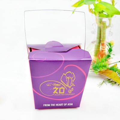 China Disposable square food bottom paper box with handle noodle box pasta box on sale for sale