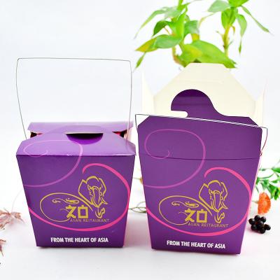 China Customized Disposable Noodle Paper Box Disposable Chinese Take Out Box With Handle for sale