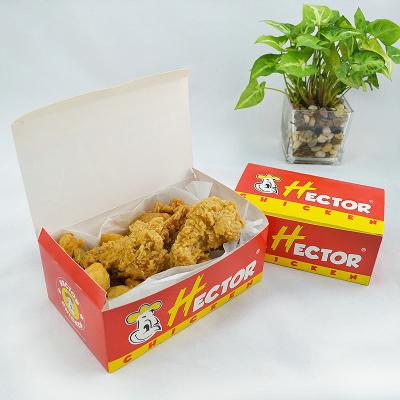 China New Design Food Packaging KFC Leakproof Paper Disposable Chicken Box With Handle for sale