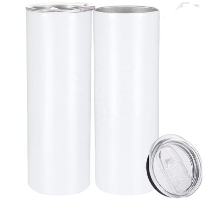 China 20 oz White Glossy Straight Tumbler Sublimation Double Wall Business Lean Stainless Steel Tumblers Insulated Tumblers With Lid for sale