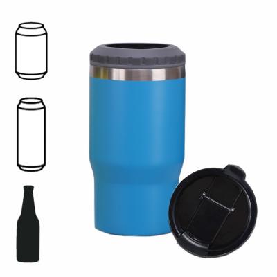 China Best Selling PORTABLE 4 in 1 Stainless Steel Double Wall Vacuum Insulated 14oz Can Stand Box Cooler 2 Lids Lean Yeticooler for sale