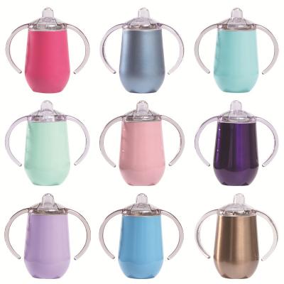 China 12oz PORTABLE Stainless Steel Children's Nipple Vacuum Cup Mugs Creative Portable U-Shaped Handle Egg Cup Can Be Customized for sale