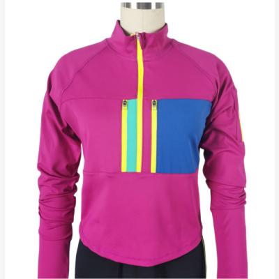 China QUICK DRY AW-003 recycled material lady's sportstyle sweater half zipper jacket running tops for sale