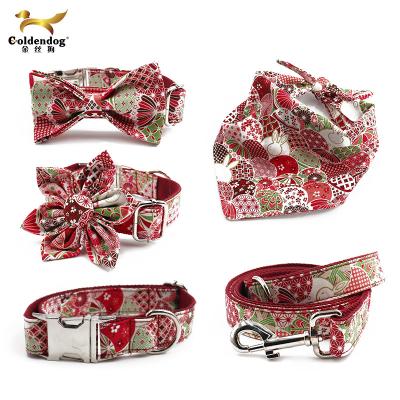 China Custom Luxury Dogs Pattern Bandana Pet Accessories Bow Tie Supplies Adjustable Pet Collar Pull Rope for sale