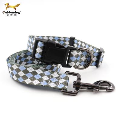 China Personalized designer custom personalized floral luxury dog collar & leash set polyester metal buckle adjustable pet collar dog leash for sale