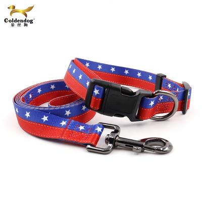 China Factory Design Free Custom Goldendog Logo Polyester Printed Accessories Rubber Collars For Pet for sale