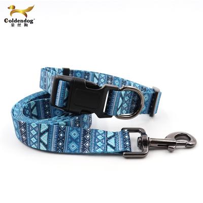 China Custom Wholesale Polyester Wide Personalized Designers Custom Luxury Pet Set Adjustable Padded Dog Collar for sale