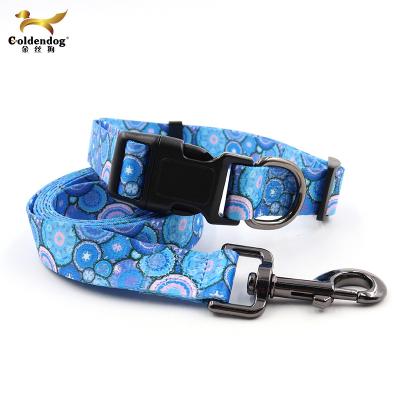 China Personalized Luxury Pattern Polyester Dog Collar Adjustable Durable Pet Safety Buckles Dog Collar Custom for sale