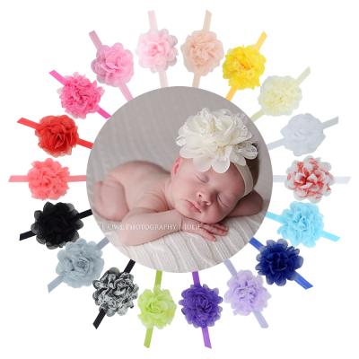 China Hot Sale 10cm Girls Chiffon Gauze Floral Elastic Headband For Baby Kids Hair Band Hair Accessories for sale