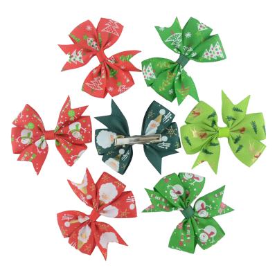 China Decorative Bow Hair Clips for Kids Girls Christmas Party Hair Accessories 8 Pieces 3.5