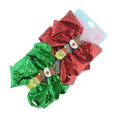 China Fashion 4pcs/set Christmas Hair Bows For Girls Kids Sequin Bowknot Bow Hairpin Fashion Party Hair Accessories Shiny Headwear for sale