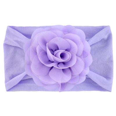 China 23Colors European and American Style Soft Nylon Headbands for Babies Elastic Head Bands Turban Hair Accessories Chiffon Flower Head Wrap for sale