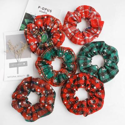 China Wholesale Good and Superb Good and Super Elasticity Christmas Holiday Hair Tie Rope Women Girls Soft Elastic Scrunchies Plaid Satin for Hair Elastic Bands Accessories for sale