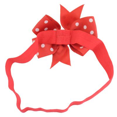 China Hot Wholesale 8CM Fashion Soft Handmade Hair Band Dot Bow Hair Band Handmade Boutique For Kids Headwear Hair Accessories for sale