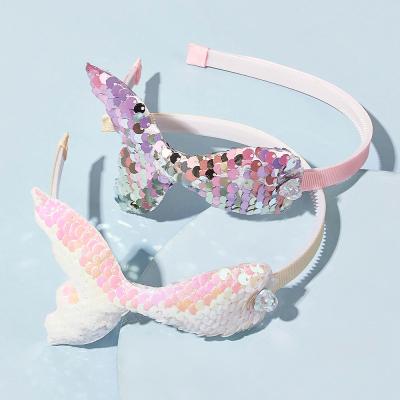 China Reversible Glitter Mermaid Party Headbands Fishtail Headband Pearl Hair Accessories Sweet Girls Headdress Girls Headbands For Toddlers Kids Children for sale