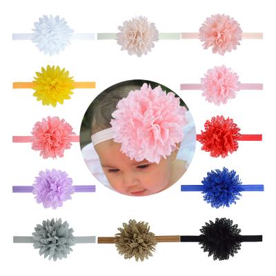 China Hot 9cm Mixed Gauze Headband With Large Flowers For Babies Kids Hair Band Accessories for sale