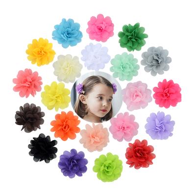 China Gilrs Multifunctional Baby Chiffon Flower Hair Bow Clips Fully Striped Hair Barrettes Hair Accessories For Newborn Infants Toddlers Mini 2 Inches for sale