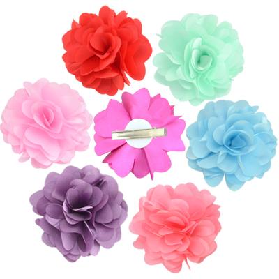 China Factory Direct Sale Hot Satin Fabric Rose Flower Duck Beak Hairpin Shape Handmade For Babies Hair Accessories for sale