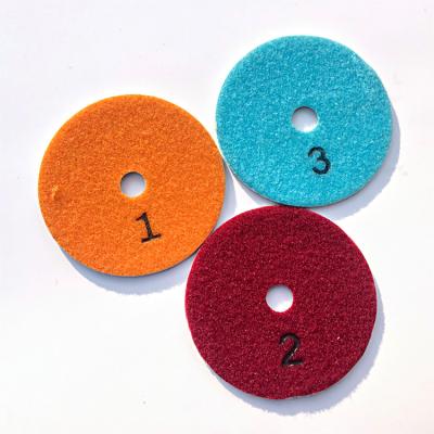 China Canada 4 Inch 3 Step Diamond Polishing Pads Marble Granite Wet & Dry Concrete Granite Tiles Floor Polishing Pad for sale