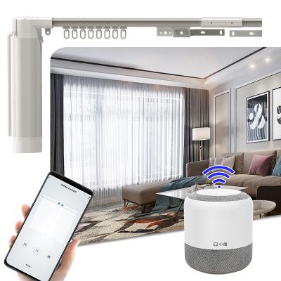 China Tuya Smart Home Hotel Design Electric Wifi Smart Curtain Motor With Track Curtains Automatic Curtain Track Runner for sale