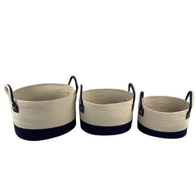 China Wholesale Custom Sustainable Fashion Storage Basket Cotton Rope Woven Laundry Basket for sale