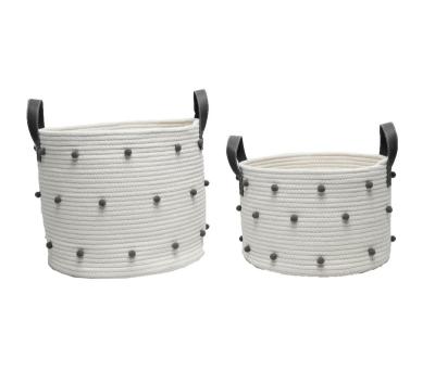 China 2022 Eco Friendly Sustainable Storage Basket Cotton Rope Baskets With Handles With Different Designs for sale