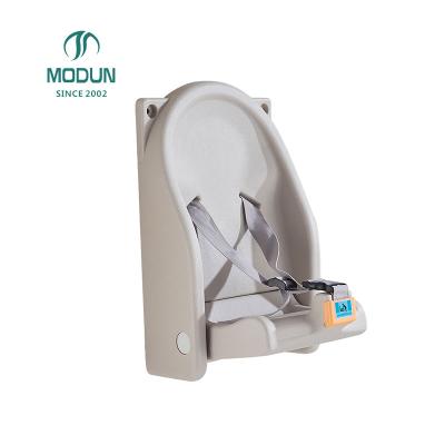 China Eco-friendly Milk Ribbon Wall Mount Baby Seat , PE Toilet Protect Foldable Baby Chairs for sale