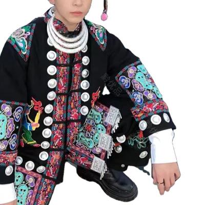 China Custom Clothing Sets Lunaric Miao Hmong Men Clothing Traditional Embroidered Miao Boy Silver Ethnic Dress for sale