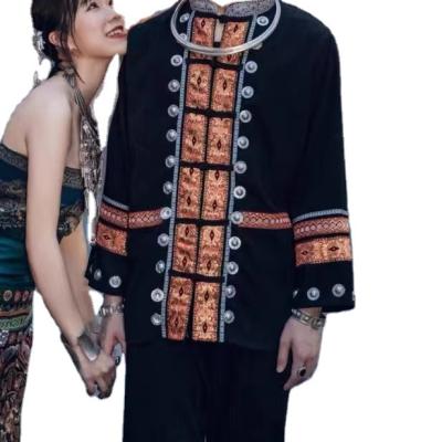 China Custom Clothing Sets Lunaric Miao Hmong Men Clothing Traditional Embroidered Miao Boy Silver Ethnic Dress for sale