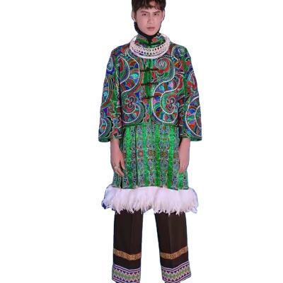 China Custom Clothing Sets Lunaric Miao Hmong Men Clothing Traditional Embroidered Miao Boy Silver Ethnic Dress for sale