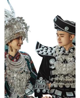 China Custom Clothing Sets Lunaric Miao Hmong Men Clothing Traditional Embroidered Miao Boy Silver Ethnic Dress for sale