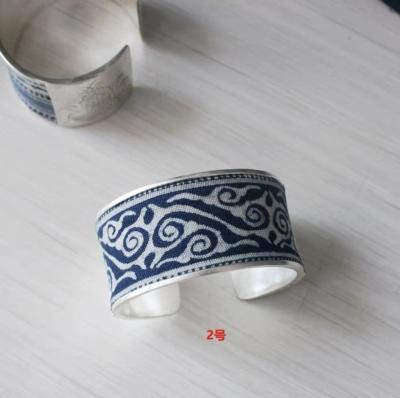 China Vintage Handmade Miao Silver Fashion Lunaric Miao Hmong Jewelry Ethnic Bracelet Guizhou Batik Bracelet Miao Silver 1 PC for sale