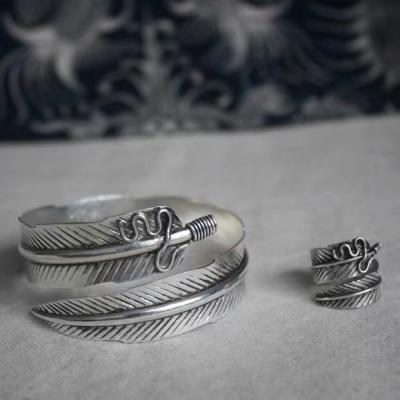 China Handmade Miao Silver Ring Fashion Bracelet And Lunaric Miao Hmong Jewelry Miao Silver Bracelet Ethnic Men Women Retro for sale