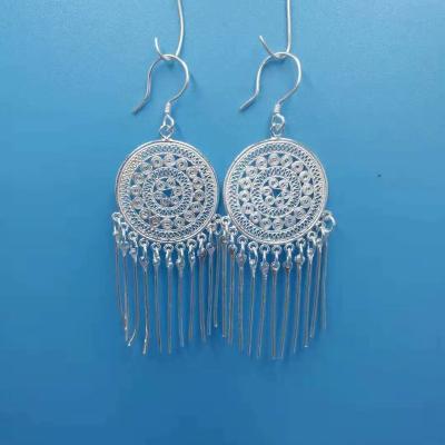 China Lunaric cute Miao Hmong 990 pure silver earrings 8g pure silver handmade women's jewelry pure earrings for sale