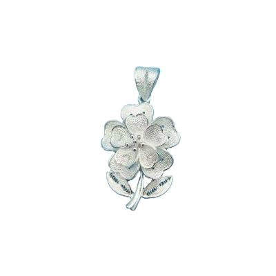 China Pure Silver Flower 4g Lunaric Miao Hmong 990 Silver Handmade Men's Jewelry Pendant Pure Cute Pure Women's Pendants for sale